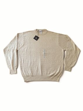 NWT I Levrieri Cashmere Silk Cable Knit Mens Sweater Oatmeal Beige Italian Made